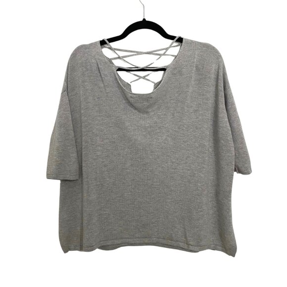 Standard Peoples Project LA Bowie Knit Light Grey Criss Cross Top - Picture 3 of 11